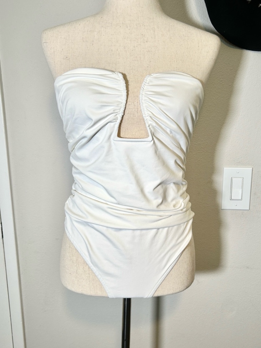 12th Tribe White Strapless One-Piece with Front Cutout
